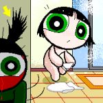  after_shower black_hair bob_cut butch_(ppg) buttercup_(ppg) cartoon_network green_eyes no_nose nude_female powerpuff_girls rowdyruff_boys 