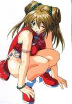 artist_request bottomless ikkitousen one_eye_closed sonsaku_hakufu squatting tongue_out