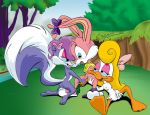 babs_bunny escoria fifi_la_fume outdoors shirley_the_loon tiny_toon_adventures vaginal_object_insertion