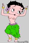  1girl animated betty_boop betty_boop_(series) big_breasts breasts dancing female female_only gif grey_background hula hula_dancer nipples simple_background solo_female topless_female 