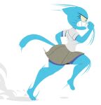  1girl angry_face anthro blue_fur cartoon_network cat clothed nicole_watterson rblueboy running the_amazing_world_of_gumball 