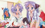  :3 ahoge blue_eyes bottomless breasts highres hiiragi_kagami hiiragi_tsukasa izumi_konata kagami_hiiragi konata_izumi lucky_star nipples nude_filter photoshop purple_hair tsukasa_hiiragi undressing yuri 