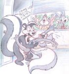 babs_bunny buster_bunny donotsue fifi_la_fume greyscale looney_tunes nimbl pepe_le_pew tiny_toon_adventures watching