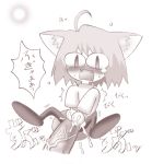  1girl animal_ears arcueid_brunestud blush cat_ears cum melty_blood minigirl monochrome necoarc neko_arc nekoarc pantyhose penis shingetsutan_tsukihime solo_focus tears torn_clothes torn_pantyhose tsukihime type-moon uncensored 