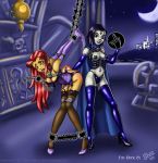 ayvuir_blue bdsm bondage chain dc dominatrix raven_(dc) spreader_bar starfire teen_titans