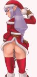 anal anal_beads ass censored christmas final_fantasy final_fantasy_xi long_hair pointy_ears prishe purple_eyes purple_hair thighhighs white_background