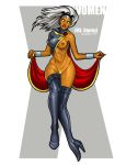 1girl broken_leg dark-skinned_female dark_skin female_only marvel navel one_breast_out one_breast_out_of_clothes ororo_munroe rhaydar storm_(x-men) white_eyes white_hair x-men