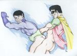  2boys anal ass batman_(series) christian_(artist) dc dc_comics dick_grayson human male male_only multiple_boys muscle partially_clothed robin super_friends wonder_twins yaoi zan 